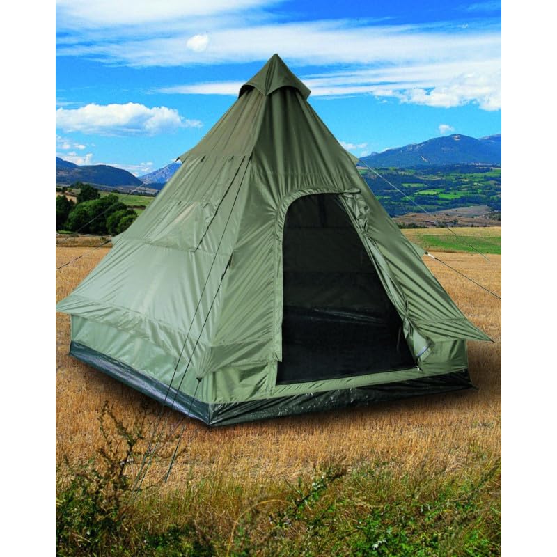 Amazon | Mil-Tec ティピーテント Tipi 4人用セット 290 x 270 x 225cm
